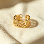 Palmbladeren Open Ring — Zilverkleurig