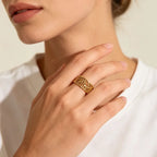 Palmbladeren Open Ring — Zilverkleurig