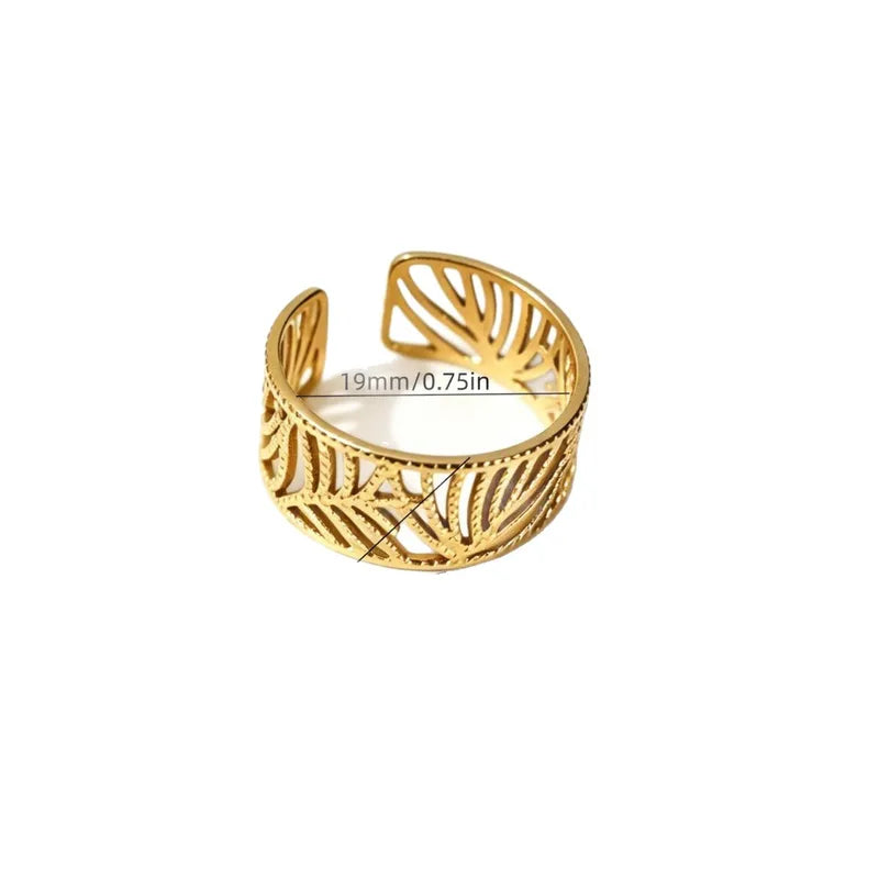 Palmbladeren Open Ring — Zilverkleurig