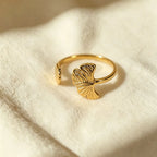 Ginkgo Blad Open Ring — Zilverkleurig