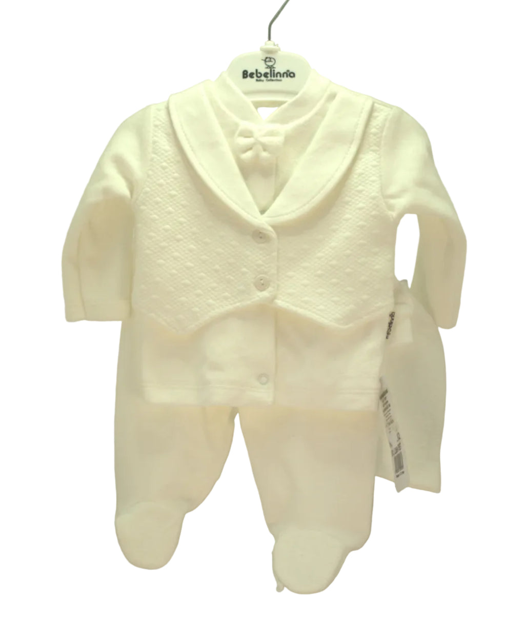 Luxe Baby Kostuum Wit - 3-delig Dooppakje / Feestset met Gilet & Strik