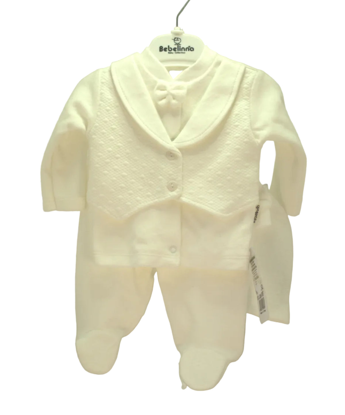 Luxe Baby Kostuum Wit - 3-delig Dooppakje / Feestset met Gilet & Strik