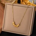 Elegante RVS Ketting – Five Lucky Beads & Box Chain