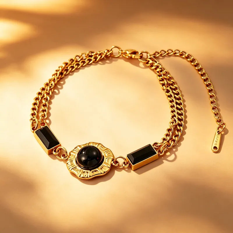 Vintage Empress Sieradenset — Goud & Zwarte Onyx