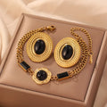 Vintage Empress Sieradenset — Goud & Zwarte Onyx