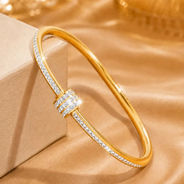 Bangle Armband met Zirkoon — Goudkleurig