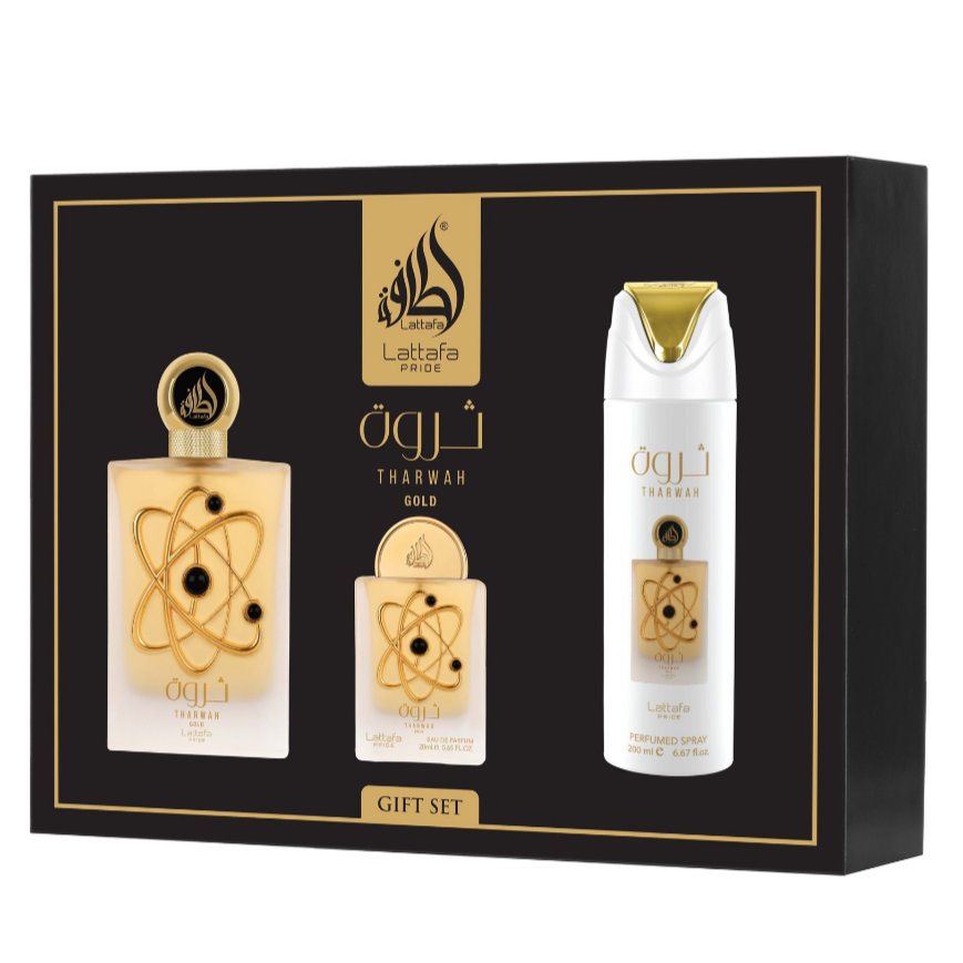 Lattafa Tharwah Gold — Parfum Giftset 4-delig