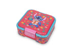Disney Lilo & Stitch Lunchbox mit 3 Fächern - Premium Brotzeitbox Rosa/Blau 18x16 cm