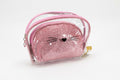 2-Delige Toilettas Set Meisjes - Transparante Cosmetictas met Kattengezicht & Roze Glitter Tasje
