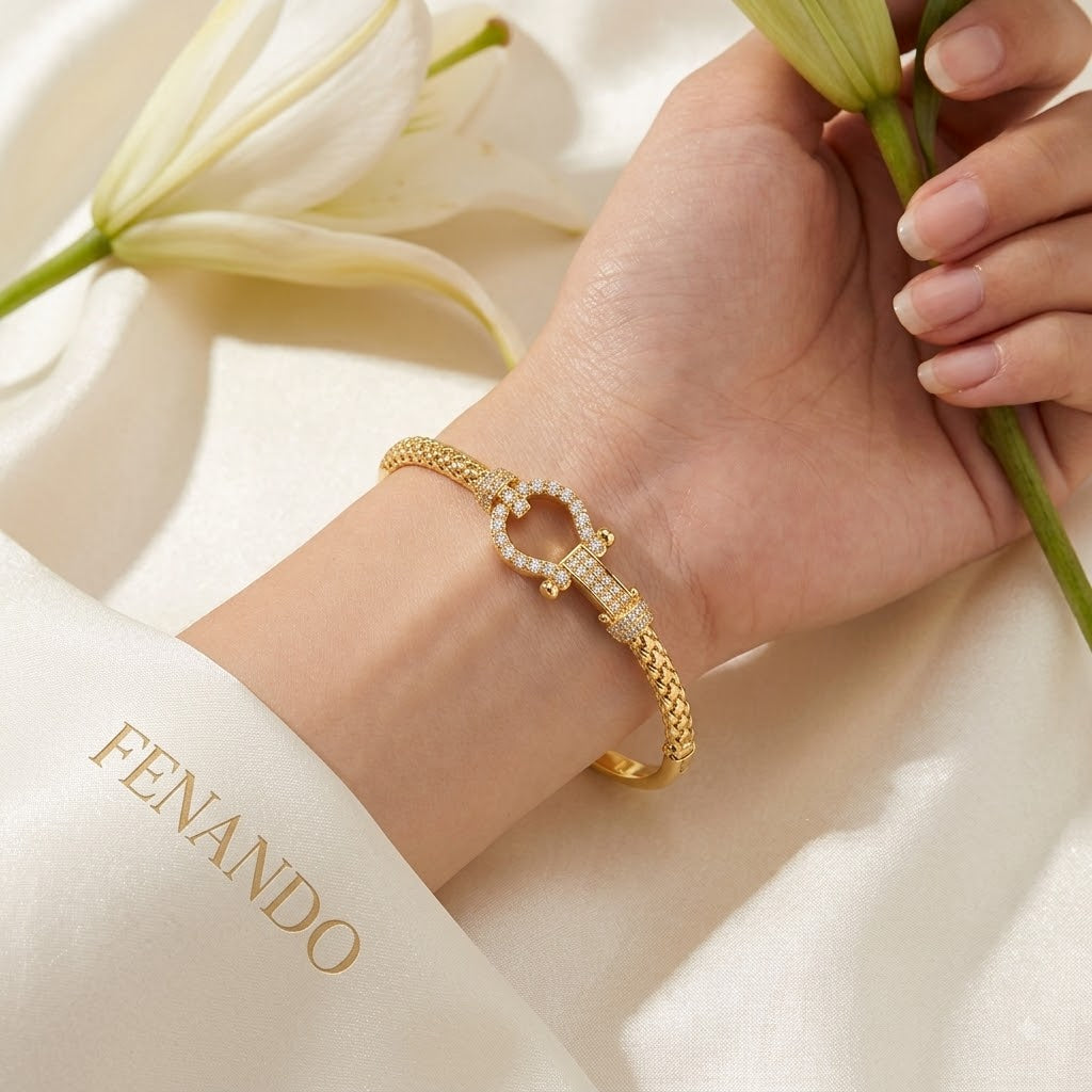 Gevlochten Bangle Armband — Goudkleurig