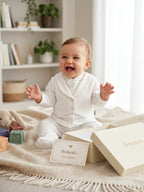 Luxe Baby Kostuum Wit - 3-delig Dooppakje / Feestset met Gilet & Strik