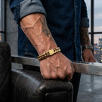 Luxe Goudkleurige Schakelarmband van RVS (18k Verguld / Cuban Link) – Fenando