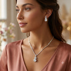 Luxe Zirkonia Bruidssieraden Set – Ketting & Oorbellen voor Bruiloft en Gala (Zilver