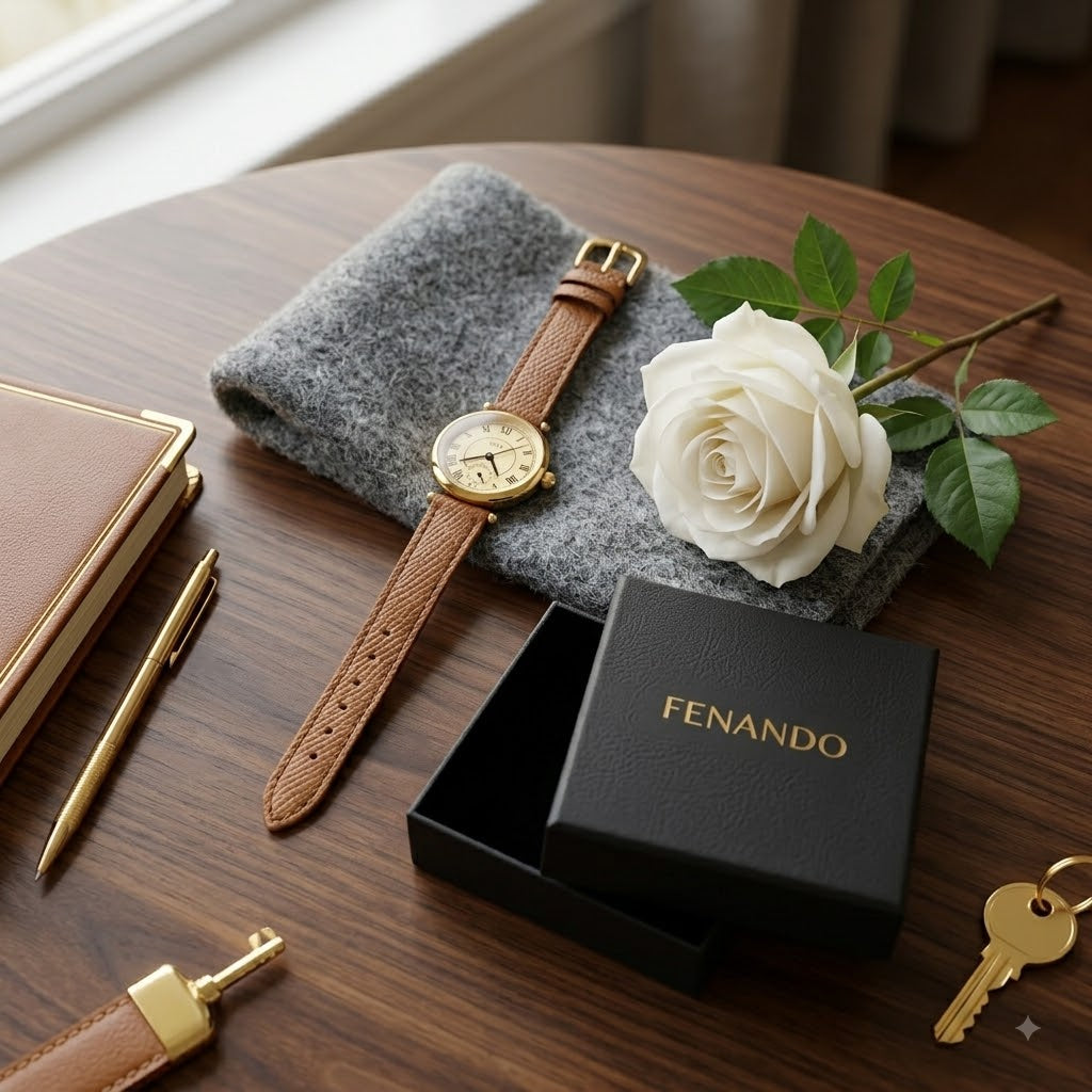 Vintage Roman Horloge — Goud & Camel