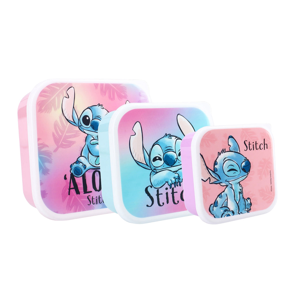 Set van 3 Disney Stitch snackdozen in roze, blauw en lila