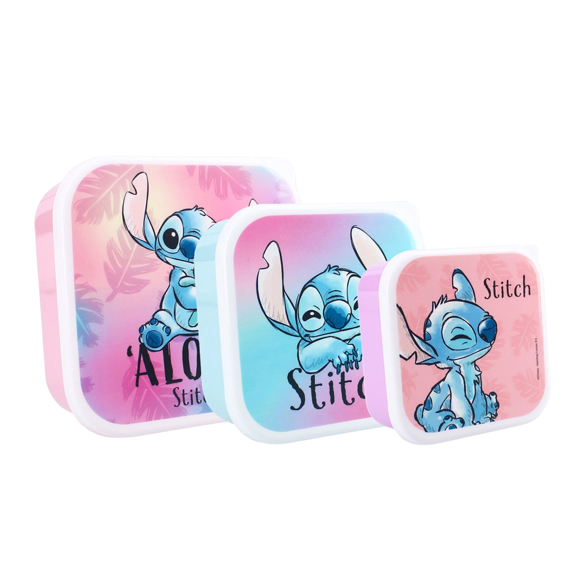 Set van 3 Disney Stitch snackdozen in roze, blauw en lila