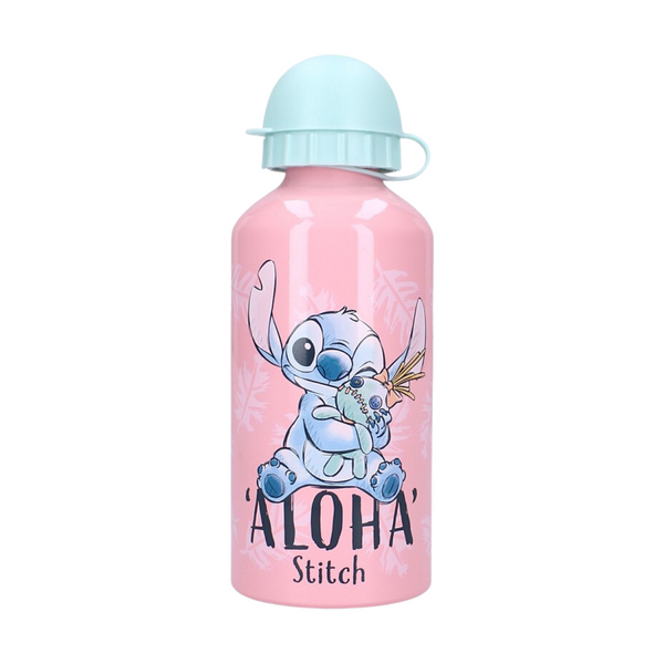 Roze aluminium Disney Stitch drinkfles met mintgroene sportdop