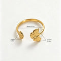 Ginkgo Blad Open Ring — Zilverkleurig