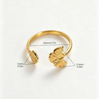Ginkgo Blad Open Ring — Zilverkleurig